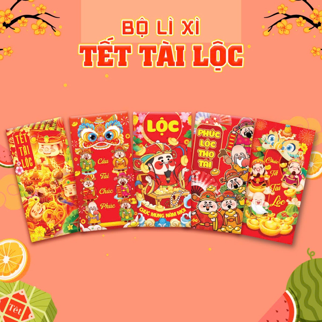 [1 ซ้อน 10] Tet Red Envelopes ที่ AT TI Doan Vien 2025 ซองจดหมายสีแดงเท็ท