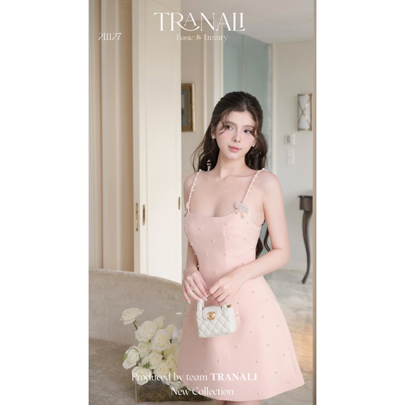 ชุดเดรสปาร์ตี้ผู้หญิง 2-สาย หรูหราพร้อมอัญมณี