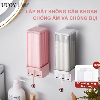 UUOY Hộp đựng bông tẩy trang cotton treo tường Tự động Chống thấm nước Tiết kiệm không gian Lắp đặt dễ dàng Trang điểm