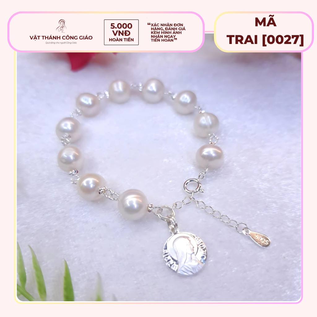 [ของขวัญที่มีความหมาย] สร้อยข้อมือและกําไลลูกประคําชายสีขาวผสมเงิน ส925 | นักบุญคาทอลิก