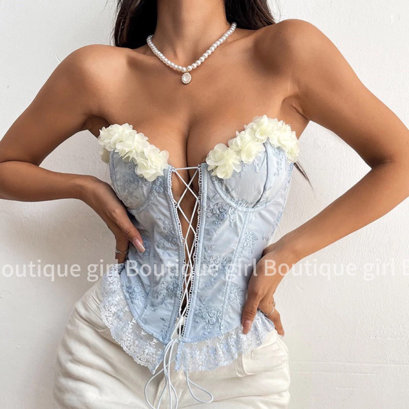 (มีจําหน่ายใน Hcmc) Y2k STYLE V1 FISHBONE CORSET (ภาพจริงด้านหลัง)