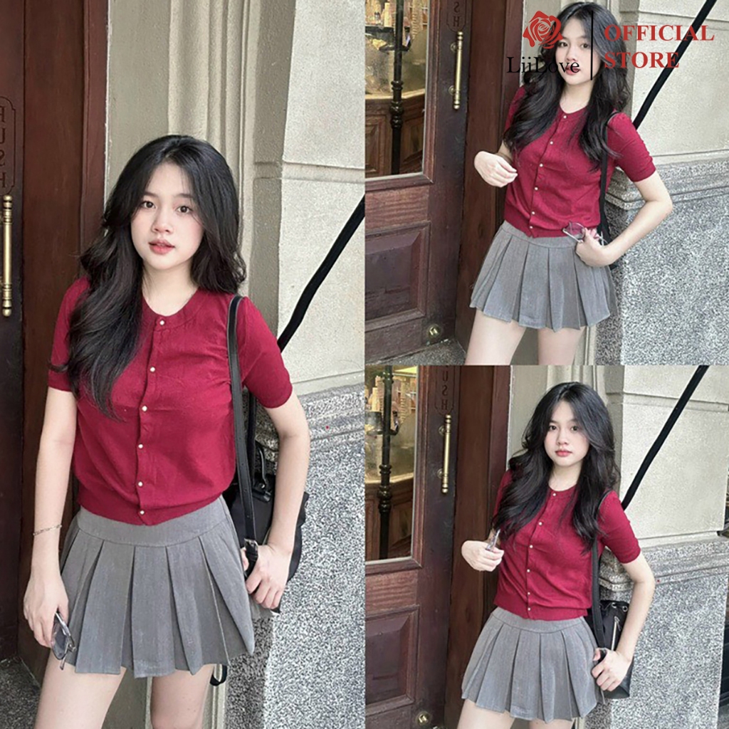 เสื้อสเวตเตอร์คาร์ดิแกนแขนกุด ผ้าวูลเรียบ กระดุมทองแดง หรูหรา QC Shop Pro PZ81