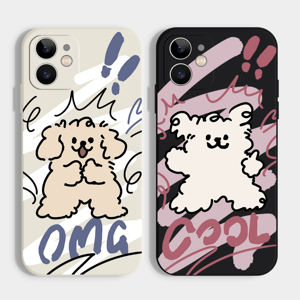 ลูกสุนัขน่ารักคู่เคสโทรศัพท์ iPhone สําหรับ iPhone 15 6 7 8 12 Pro Max Mini Plus 11 Plus 13 xsmax 14