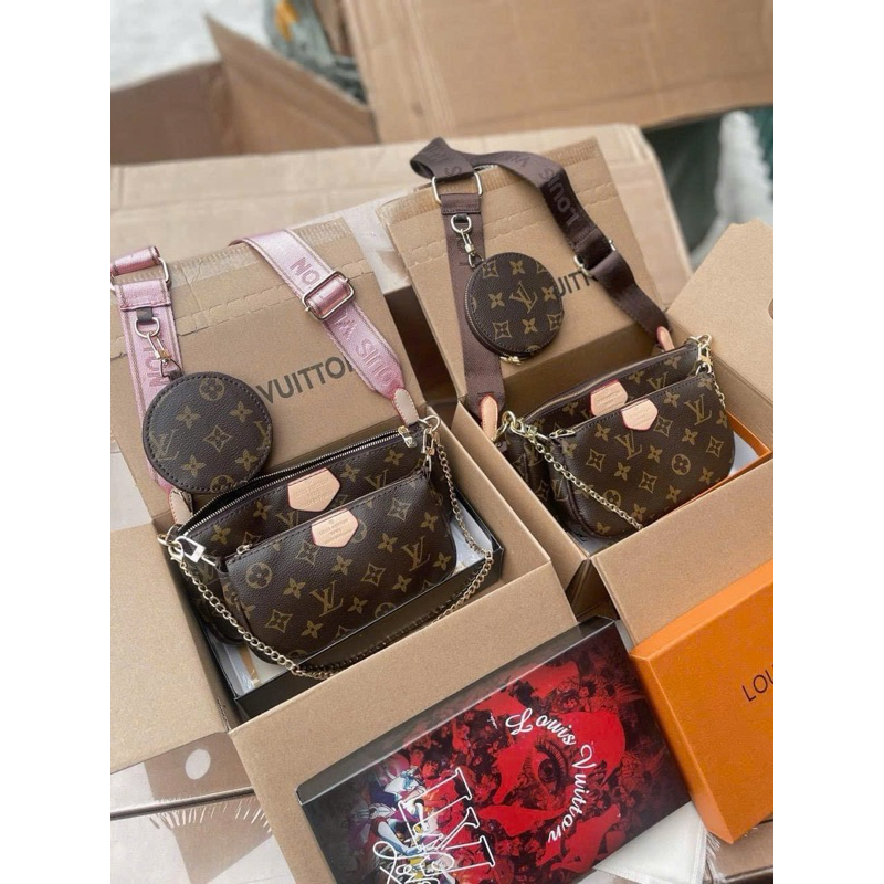 LV 2 Box Cod Crossbody Bag Set กระเป๋าผ้าแคนวาสคุณภาพสูง ยี่ห้อ