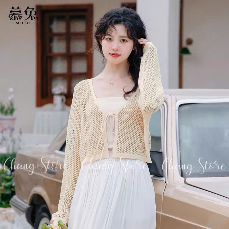 เสื้อครอปบางสไตล์เกาหลีถักเสื้อสเวตเตอร์ถักเสื้อขนสัตว์ผู้หญิง ม053 ชางสโตร์