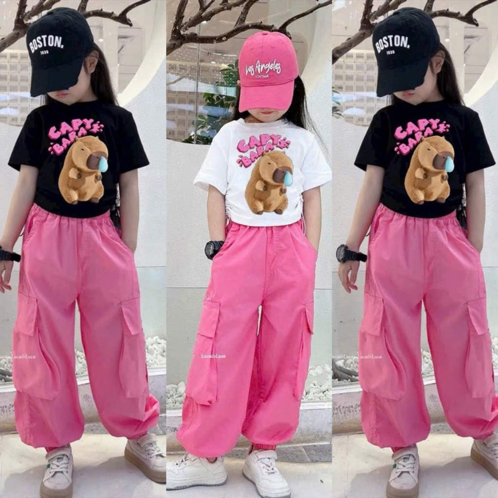 ชุดเสื้อครอปกางเกงเด็กผู้หญิงตั้งแต่ 1 ขวบถึง 8 ขวบ
