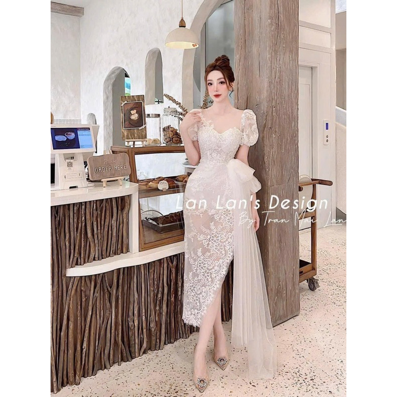 เดรสลูกไม้ตาข่ายเนื้อนุ่ม - EXTREMELY LUXURY PARTY