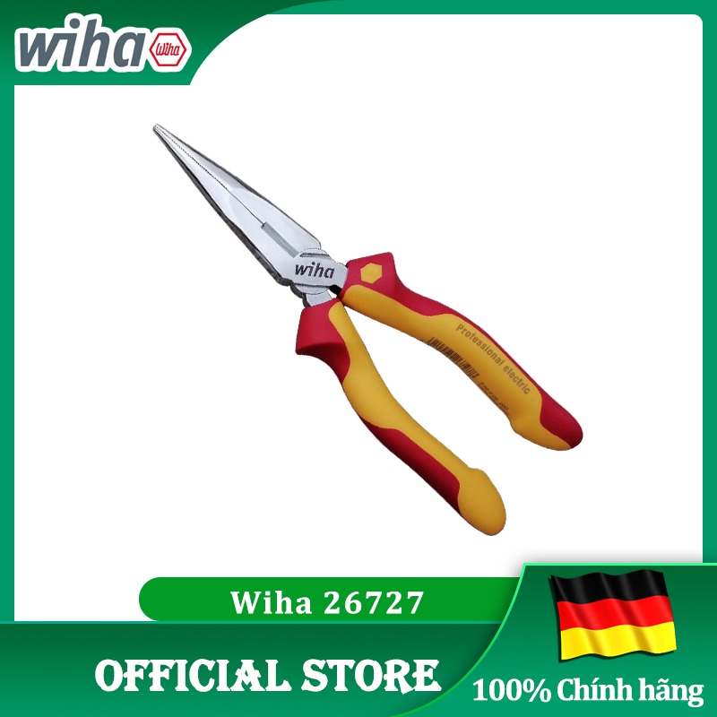 Wiha 26727 ฉนวน 200 มม. คีมปากแหลม 1000 โวลต์ [เยอรมนีแท้/เยอรมนี]