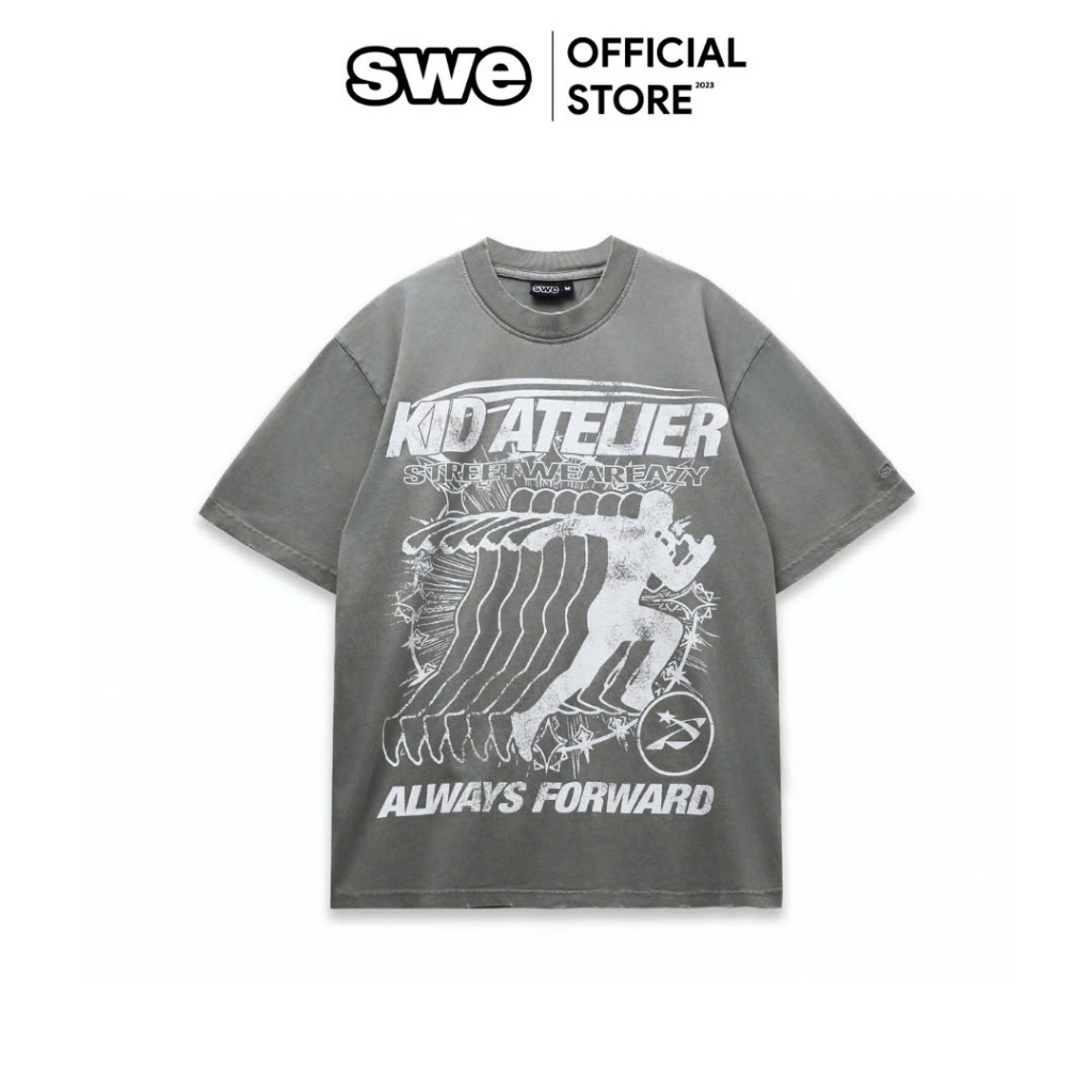 เสื้อยืดผู้ชายและผู้หญิง Unisex แบรนด์ท้องถิ่น SWE FORWARD TEE - Ash