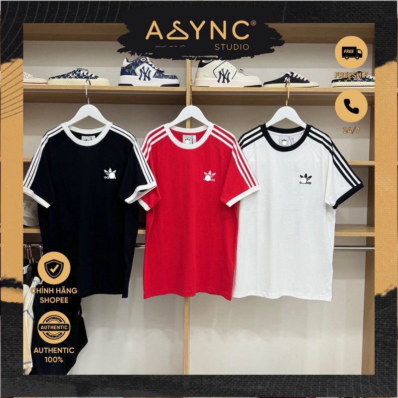 (ออธ) เสื้อยืด A.di.das 3-Stripes Adicolor ของแท้ สีดําสีขาว สีแดง รหัส H37756 IA4845 IA4846 IA48 IA