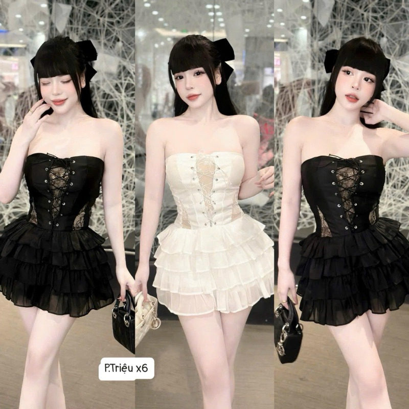 ภาพจริงลูกไม้เอว Fox Eye Brace Conset พร้อมกางเกง