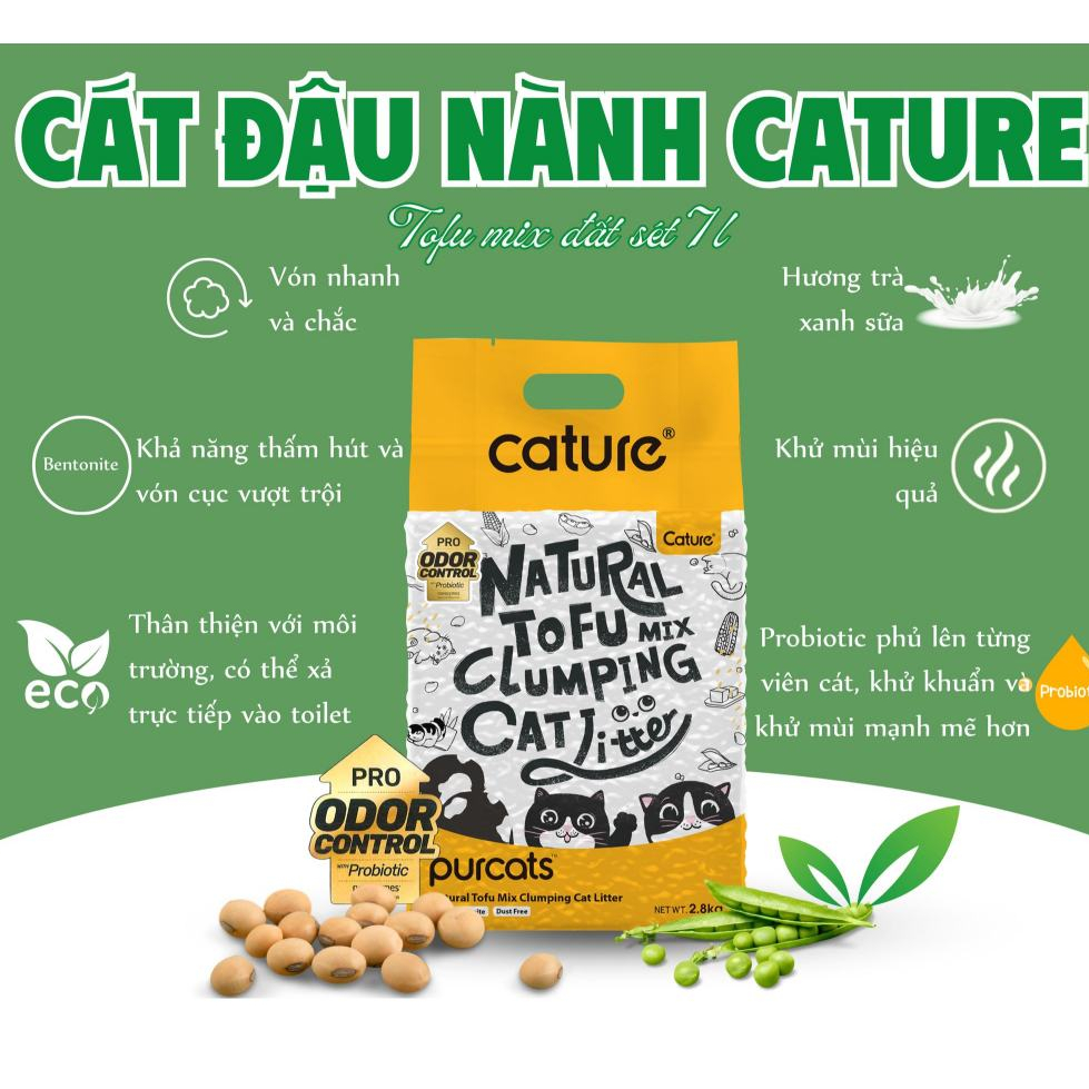 Cature Tofu Mix Clay Soy Cat 2.8kg - ทรายแมว ทรายแมวเต้าหู้ & Bentonite