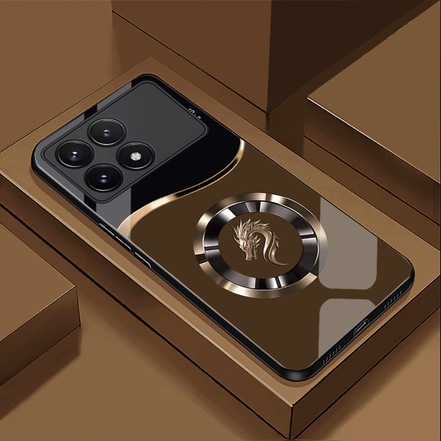 เคสสําหรับ XIAOMI REDMI K70, K70 PRO, K70E, POCO X6 PRO, F6 PRO กระจกนิรภัย, ลาย FOCUS DRAGON คุณภาพ