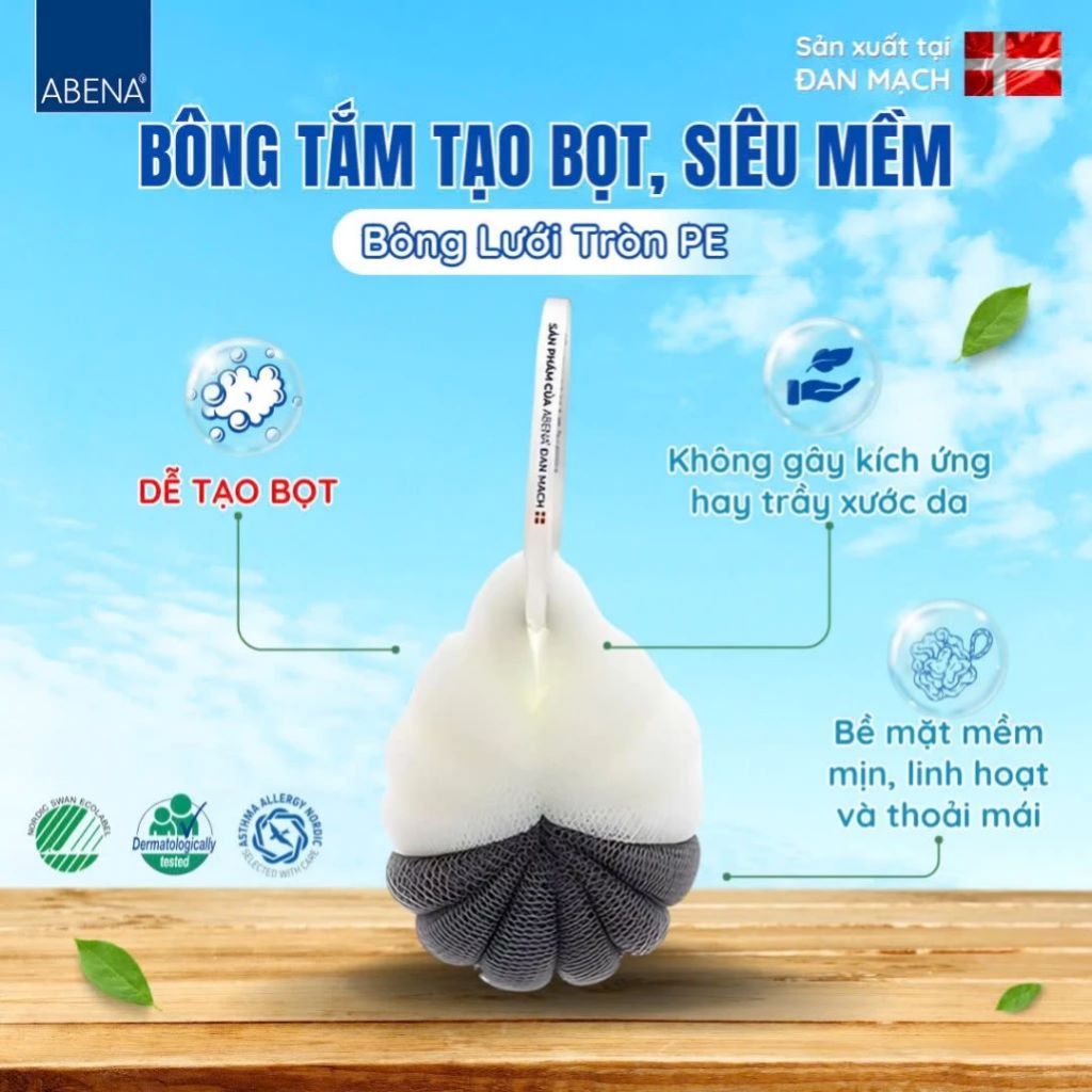 โฟมอาบน้ําโฟมนุ่มพิเศษ PE Round Mesh ทําความสะอาดผิวอย่างอ่อนโยน - Abena เดนมาร์ก