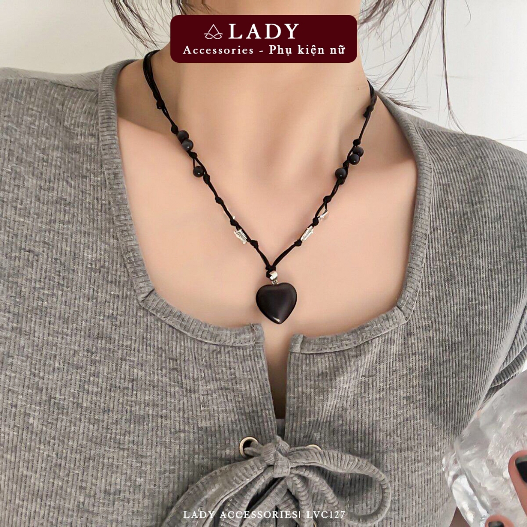 Y2K Lady Accessories สร้อยคอลูกปัดรูปหัวใจ - LVC127