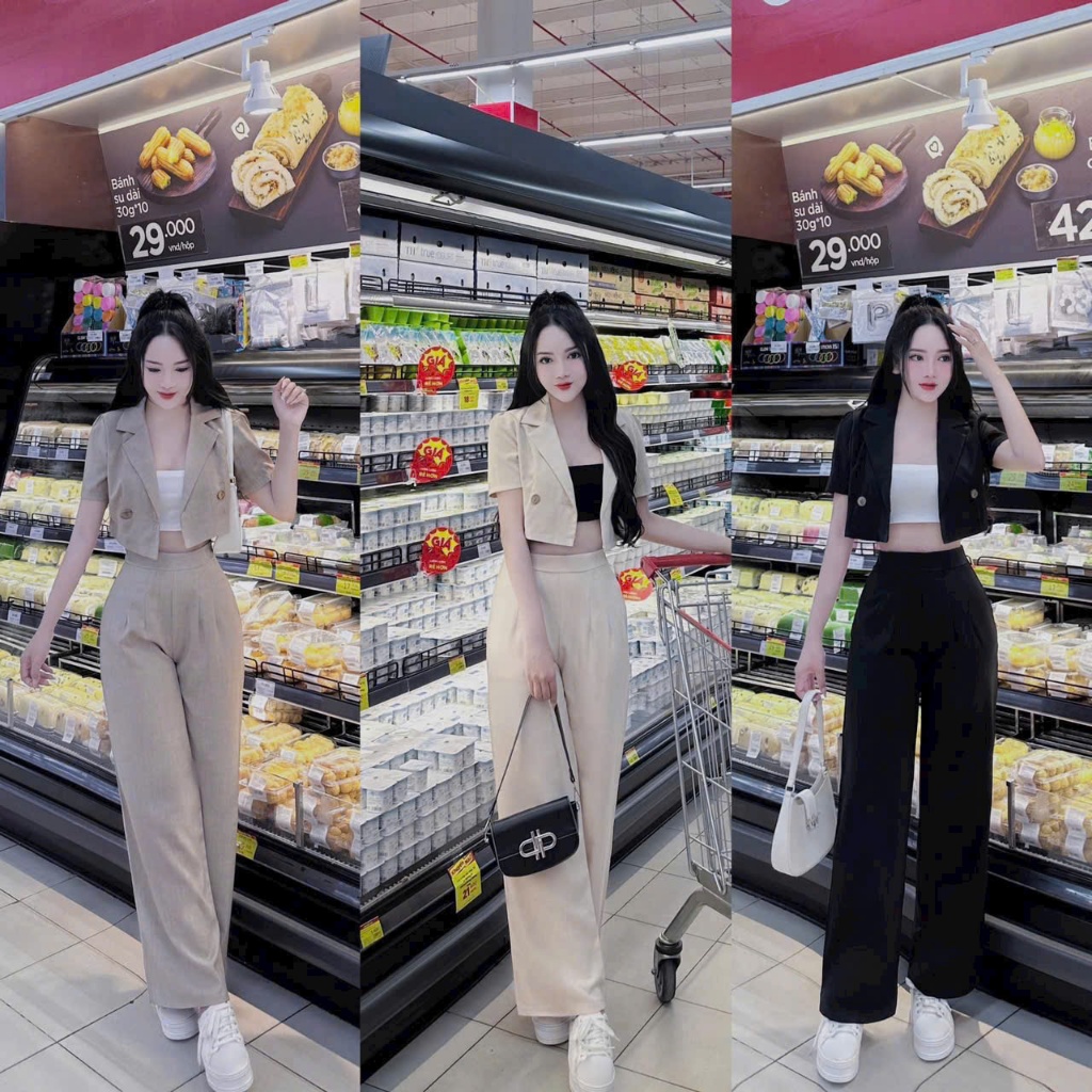 ชุด 3 ชิ้น สําหรับสตรีทและใส่ทํางาน มะม่วง ครอสทอป บราแขนสั้น คัพยางยืดเรียบหรู