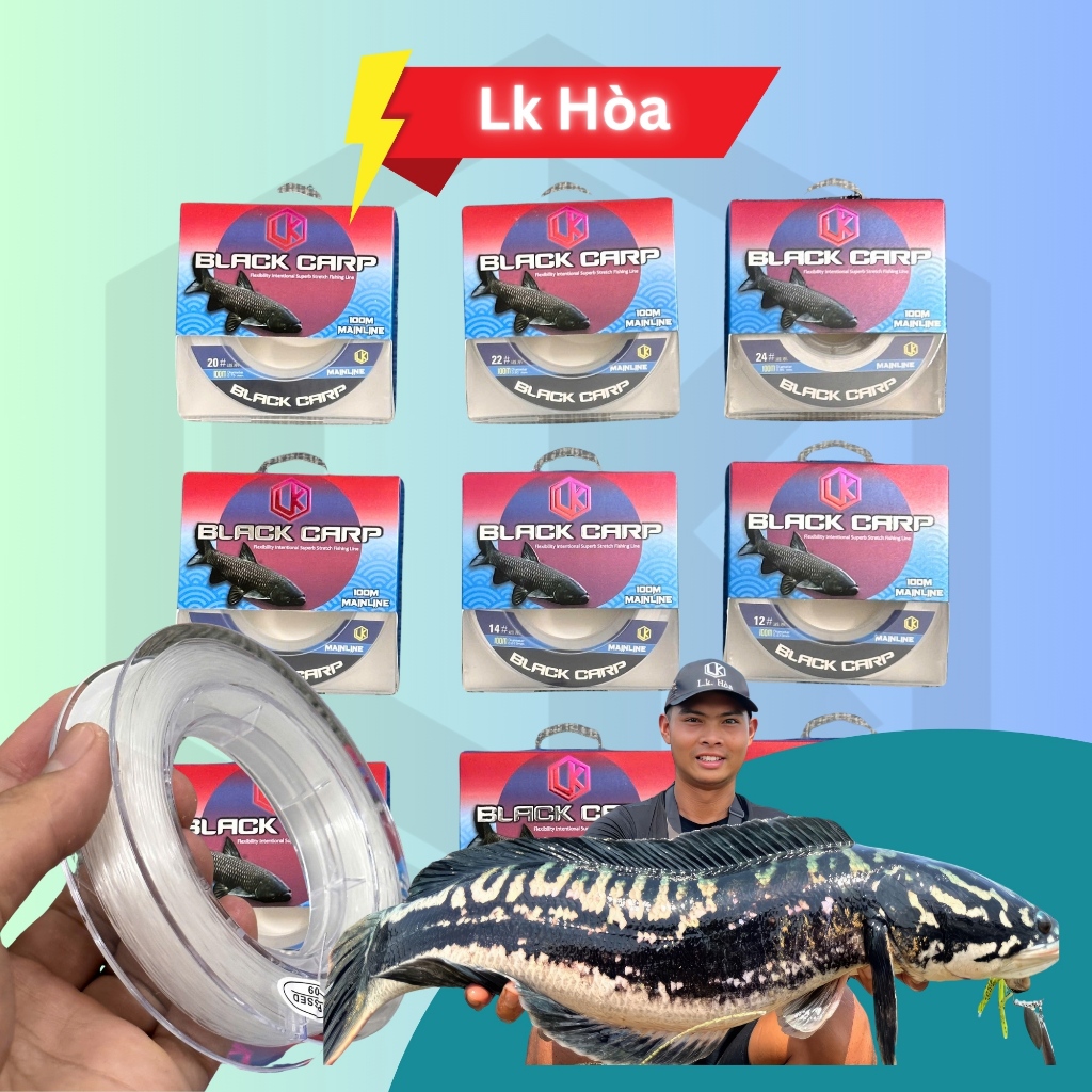 [LK HOA] LK BLACK CARP FISHING LINE 100M LONG - MAKE LEADER, LINK ROPE, CARD AXLE