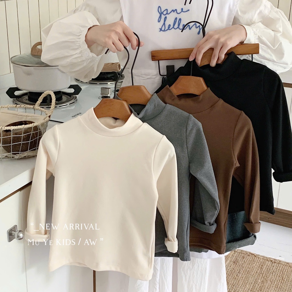 5 ซม.เสื้อท้องคอสูง, BASIC SLIM, SILK MATERIAL, THICK Flannel LINING, MEDIUM สําหรับเด็กที่จะสวมใส่ FALL และ WINTER 8-18KG