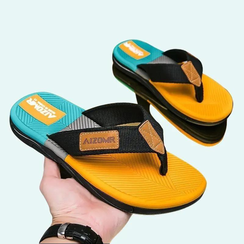 รองเท้าแตะผู้ชายแฟชั่น AIZOMR G00039-A2110-YELLOW ORANGE ผสมผสานสีอ่อนเยาว์ด้วยวัสดุคุณภาพสูง สวมใส่