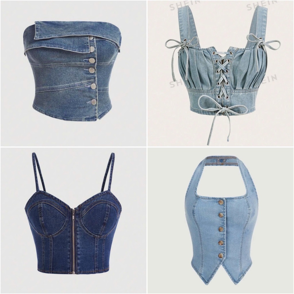 (AVAILABLE JEVO, JEZO, JEJO, JOXO XS - 1 SIZE BACK COMPARED TO NORMAL WEAR - SHEIN) JETTO TOP - Y2K 