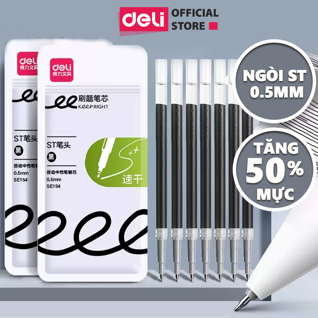 [QUICK-DRYING HOLE] Combo of 10 20 Deli Quick-Dry Gel Pen รีฟิล 0.5 มม. Nibs สําหรับปากกาลูกลื่น A57