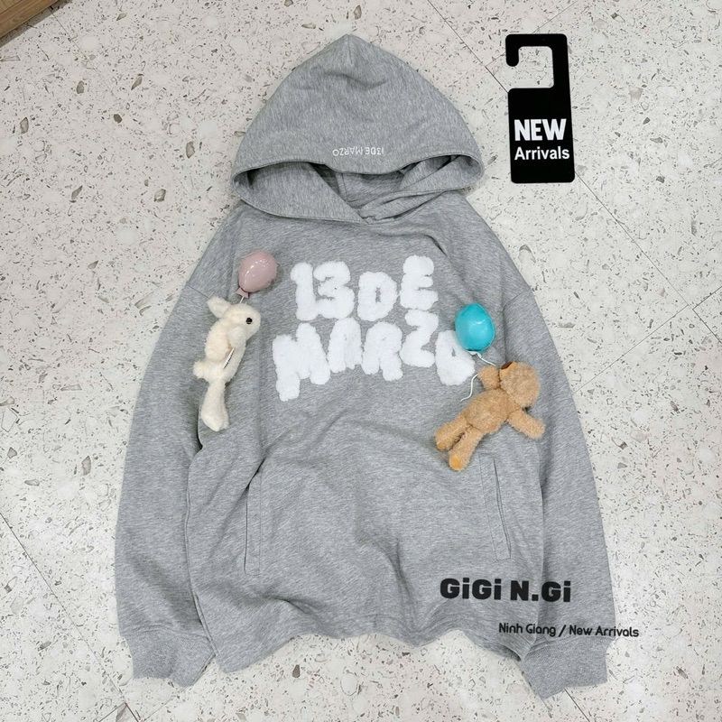 13DE MARZO EMBROIDERED BEAR HOODIE