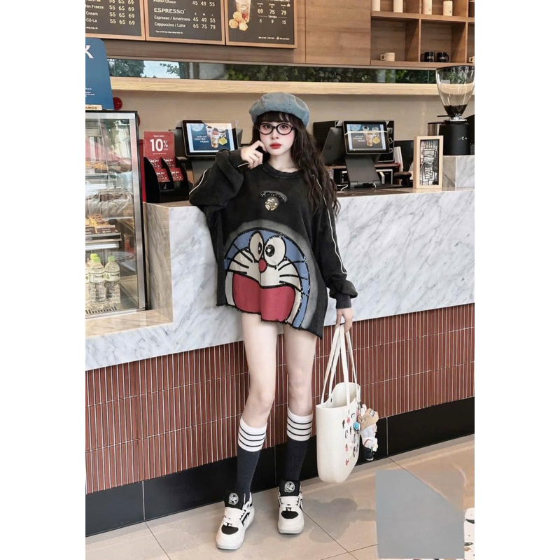 เสื้อสเวตเตอร์ Qc Ripped Doraemon