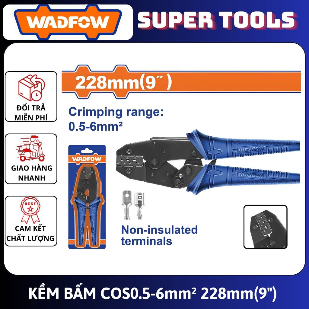 WADFOW TOOLS คีม cos 0.5-6mm2 228mm(9") WCP1609