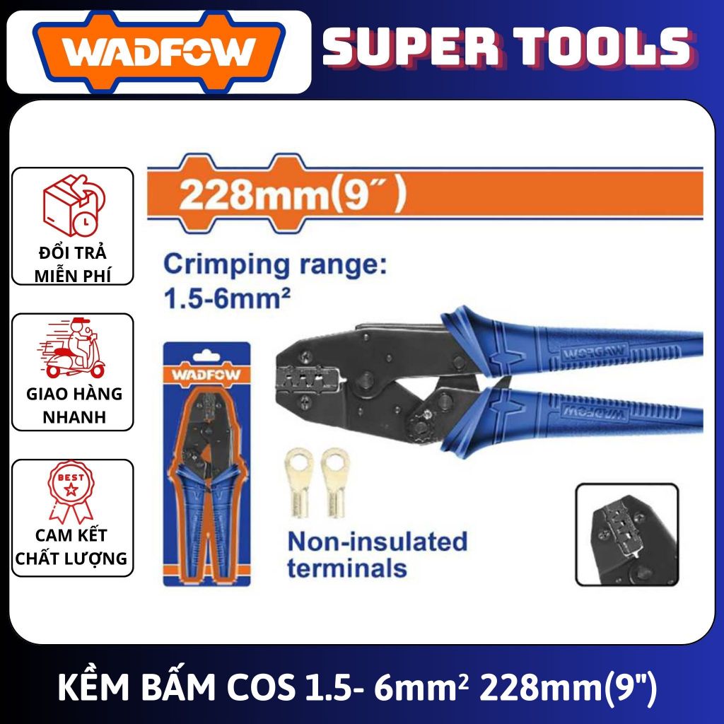 WADFOW TOOLS คีมกด cos 1.5- 6mm2 228mm(9") WCP2609
