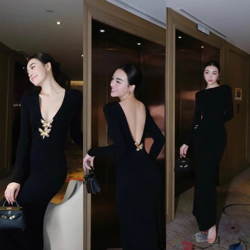 เดรสยาว MAXI BODY TAG ยางยืดยืด