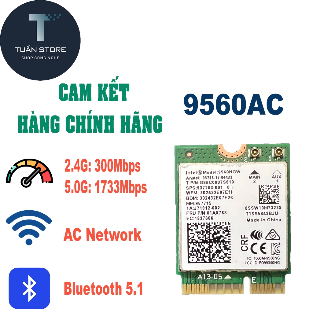 Intel Wifi Card 7260/8260 M2 slot -NGFF สําหรับแล็ปท็อป pc - ตัวรับสัญญาณ Wifi สําหรับแล็ปท็อป pc
