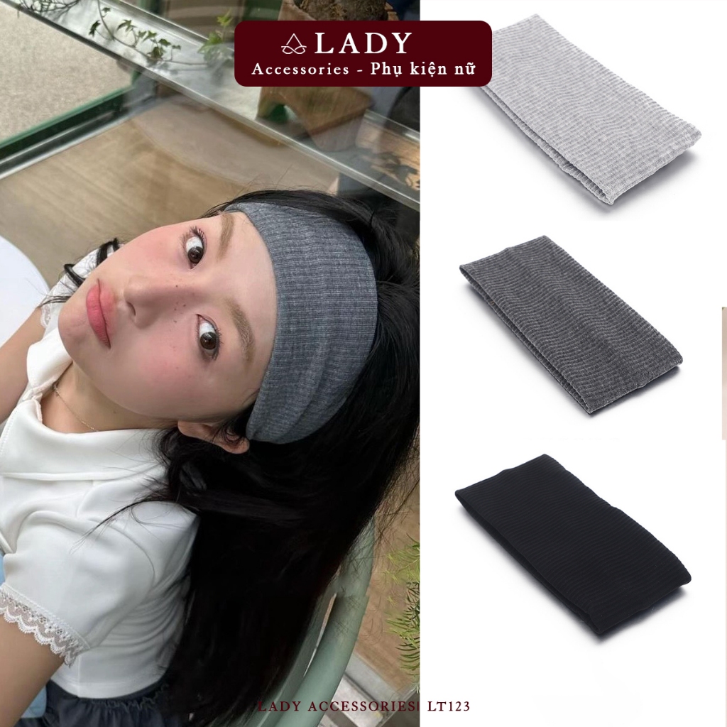 Lady Accessories ที่คาดผมสีทึบจั๊มบางระดับพรีเมียม ที่คาดผมกีฬายืดหยุ่นนุ่ม - LT123