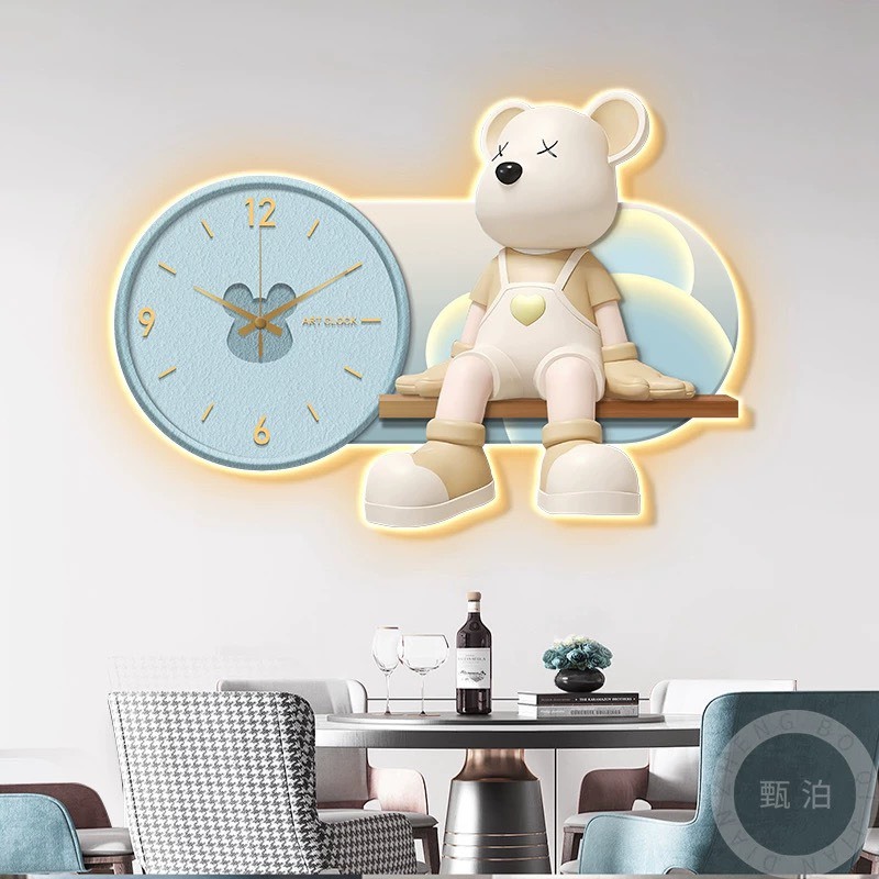 Bear Brick LED Drifting เข็มกระจกนาฬิกาตกแต่งห้อง