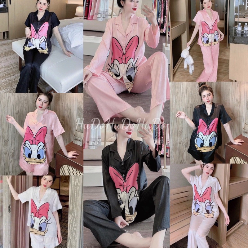 Hot Duck Shape Metallic Scratched Silk Pajama Set