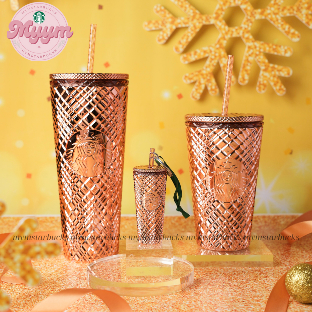 [ของแท้] COLD CUP 16OZ (473ML) & 24OZ (710ML) STARBUCKS JEWELED METALLIC ROSE