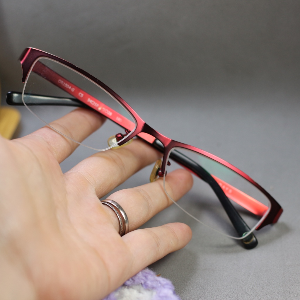 OWNDAYS กรอบแว่นตาครึ่งขอบทรงสี่เหลี่ยม 2Hand ของแท้จากญี่ปุ่น - GK021024 บี6