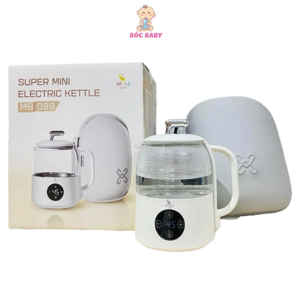 Moaz BéBé MB099 กาต้มน้ําขนาดเล็กสําหรับผสมนมเพื่อให้ความอบอุ่นของทารก ความจุ 600 มล. พร้อมถุงเก็บ