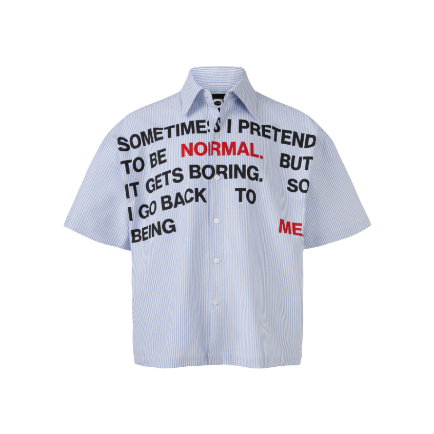 Kmc BEING ME เสื้อเชิ้ตทรงกล่องลายทางสีน้ําเงิน