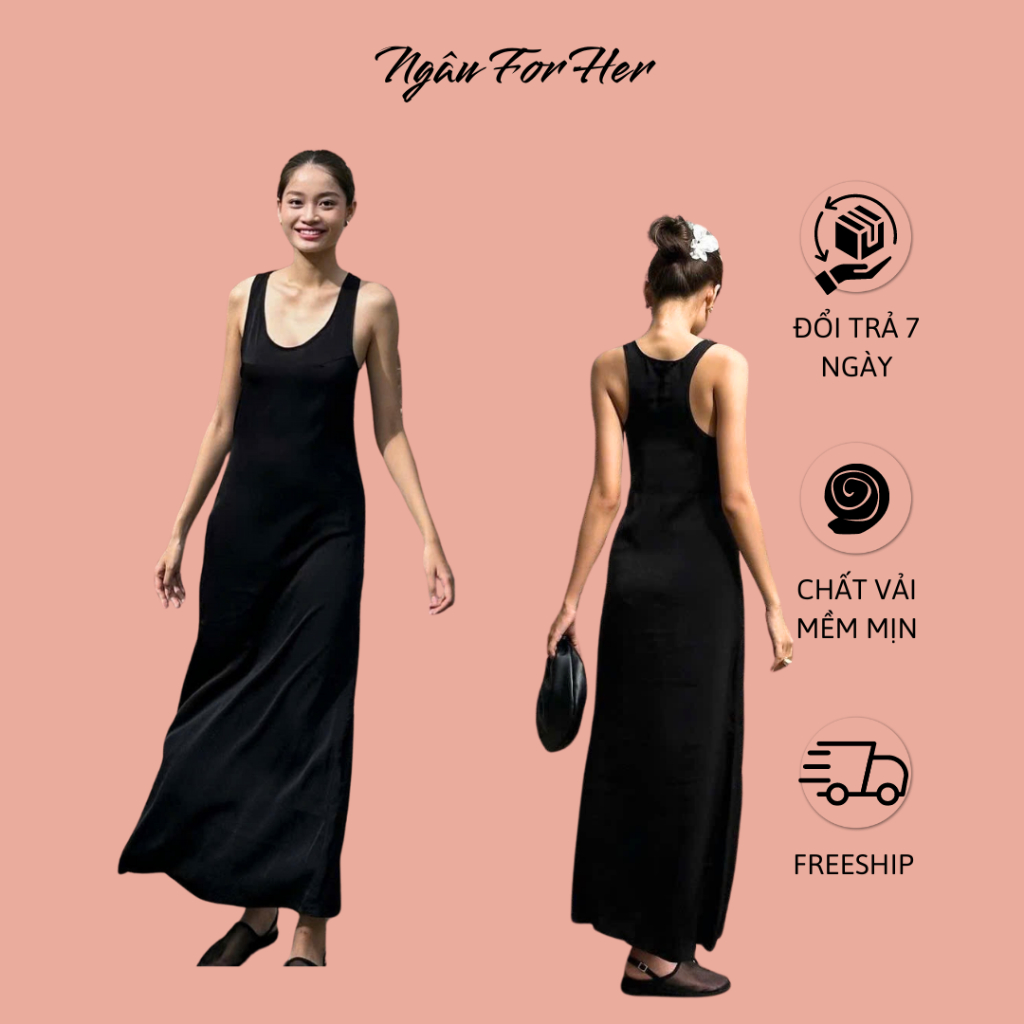 HIKA DRESS- แม็กซี่เดรสผ้าไหมปิดไหล่, ชุดผ้าไหมสองสายยาวสําหรับเธอ