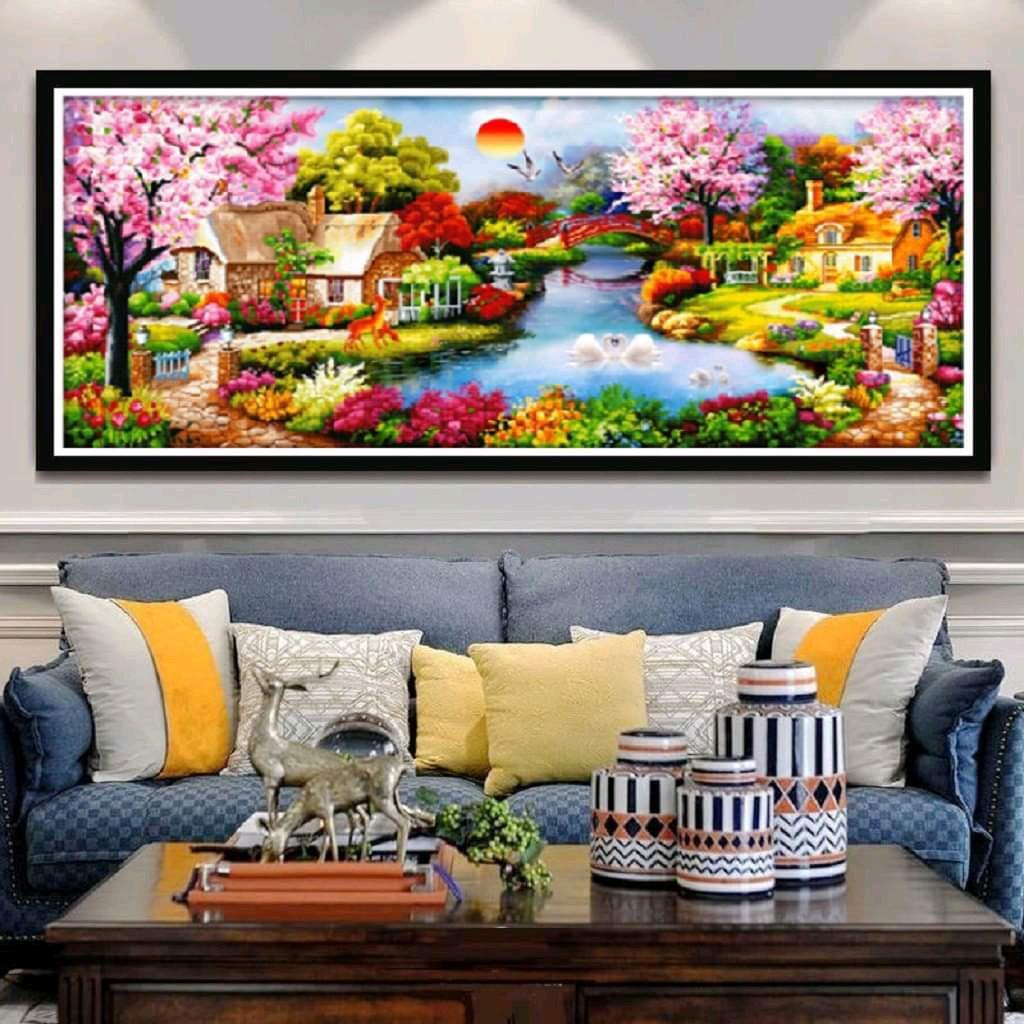 ภาพวาดเพชร-ภาพวาดปักครอสติส Warm Spring (lv3007,lv3008,e111,edb111,mn0027,mn0028,lv004,lg1191,y8009)