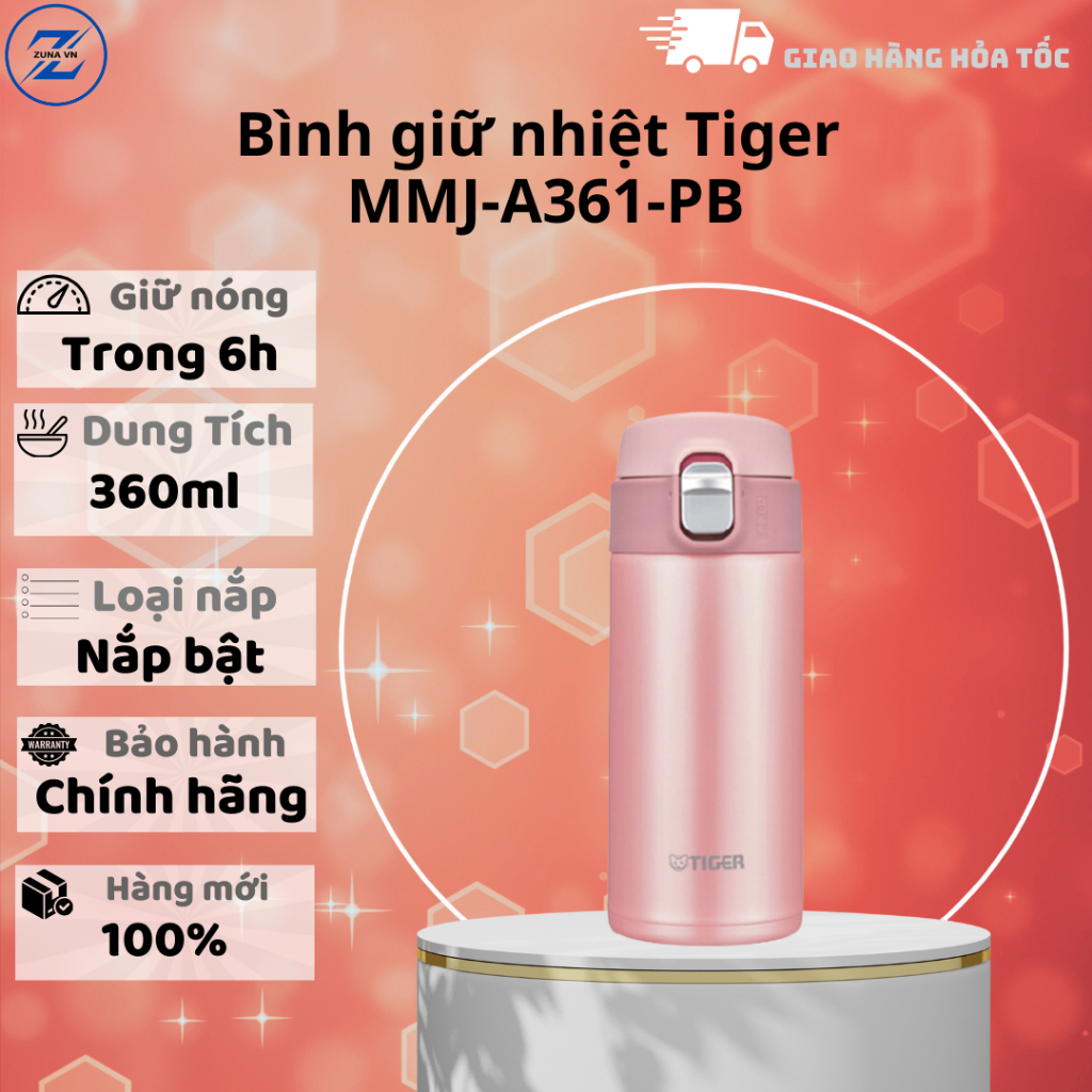 กระติกน้ําร้อน Tiger MMJ-A361-PB - 12 เดือน