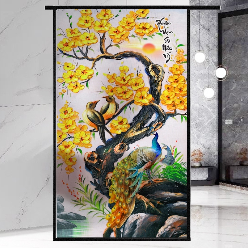 รูปลอกกระจก สติ๊กเกอร์กระจกรูปทรงเหมือนต้นแอปริคอท ป้องกันการแอบดู คุณภาพ ร้านตกแต่ง Hue (DK33- MAI 