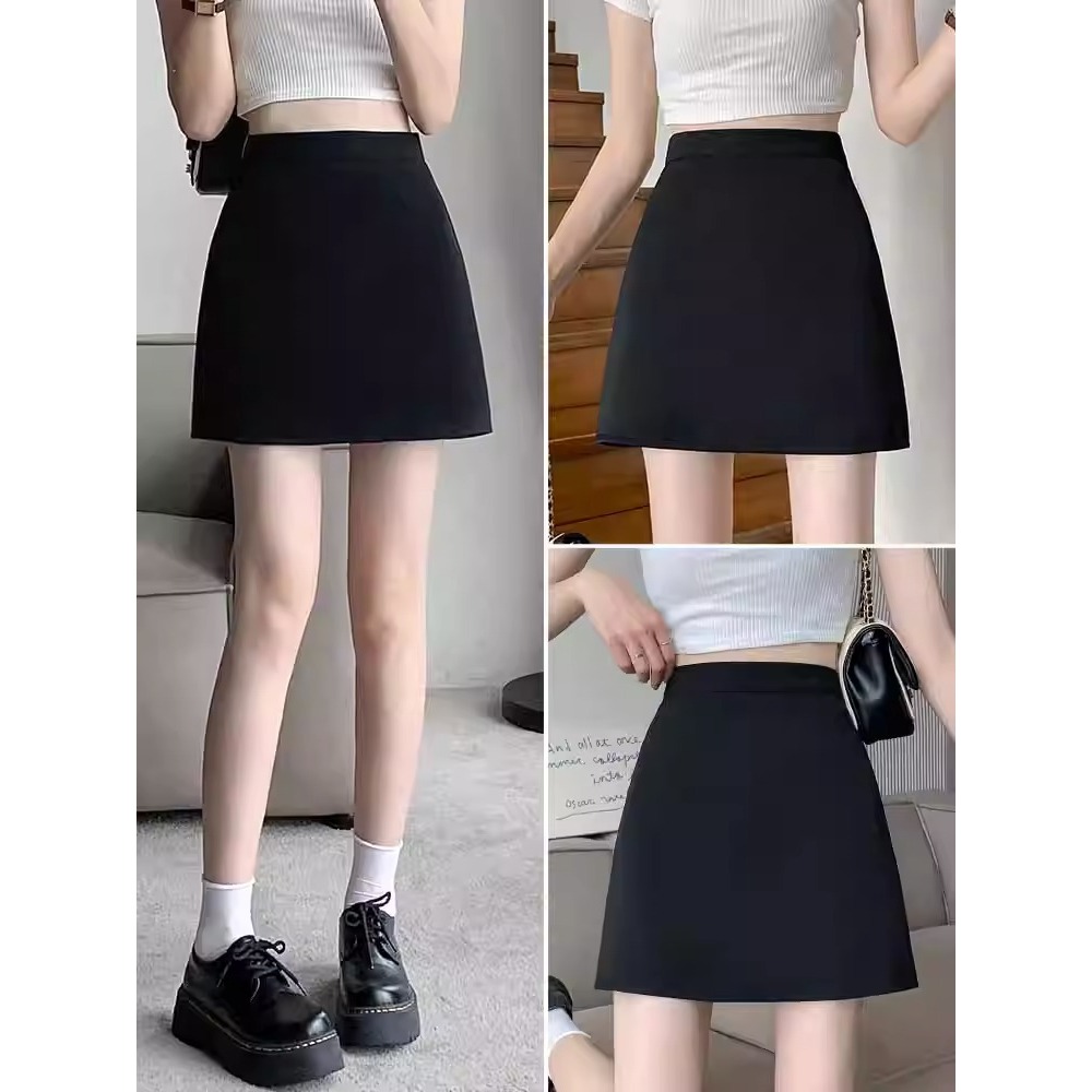 กระโปรงสํานักงานผู้หญิงเอวสูง A-Line Design สั้นสีขาวสีดํา Ulzzang เอวสูงกระโปรงเข้ารูปวินเทจ CV002