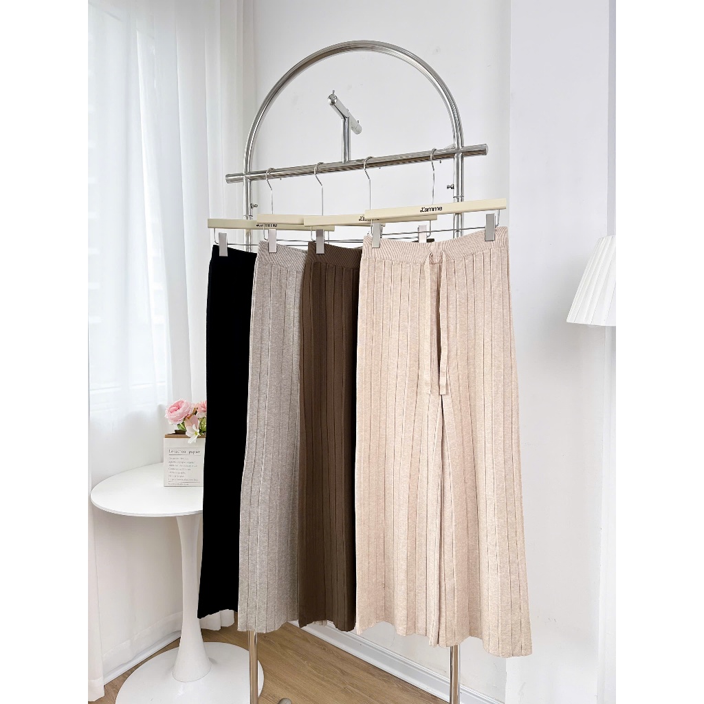 กางเกงผ้าวูล Freesize <65kg สําหรับผู้หญิง ดีไซน์จีบใหญ่ QL001 BY LAMME