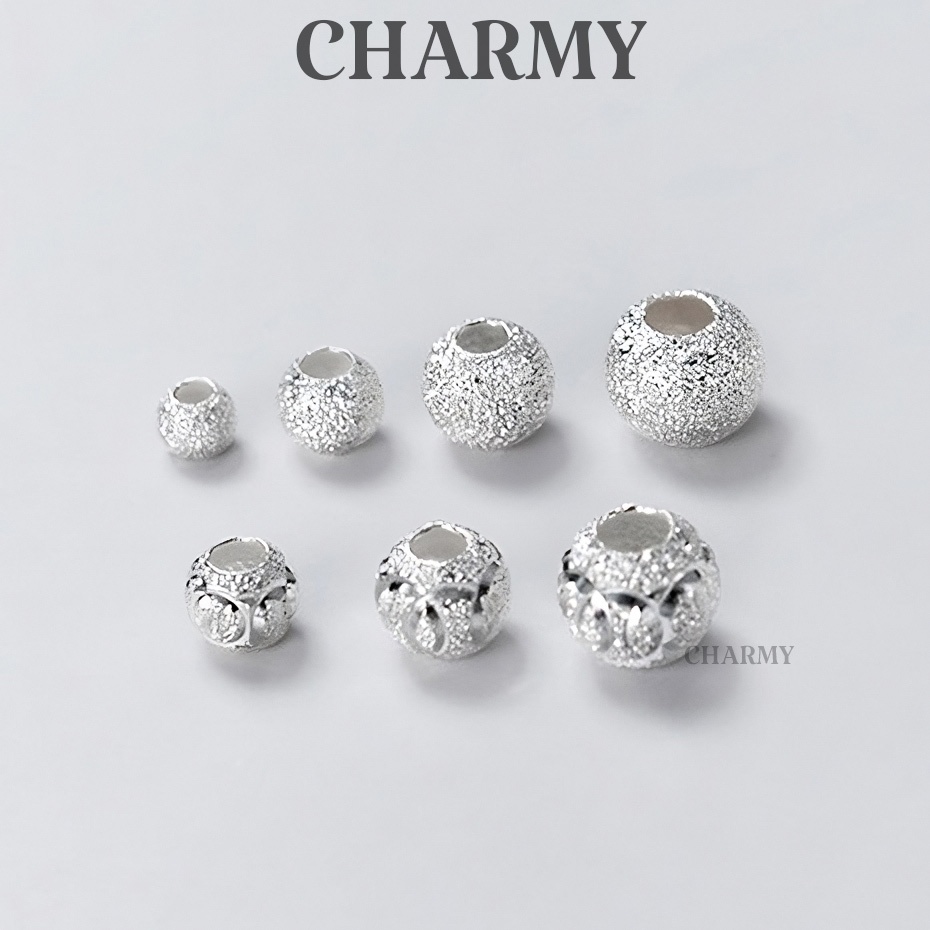 CBA301 ลูกบอลตัดและแกะสลัก Charm เงิน 925 - ลูกบอลทราย สร้อยข้อมือ DIY และอุปกรณ์เสริมสร้อยคอ - Char