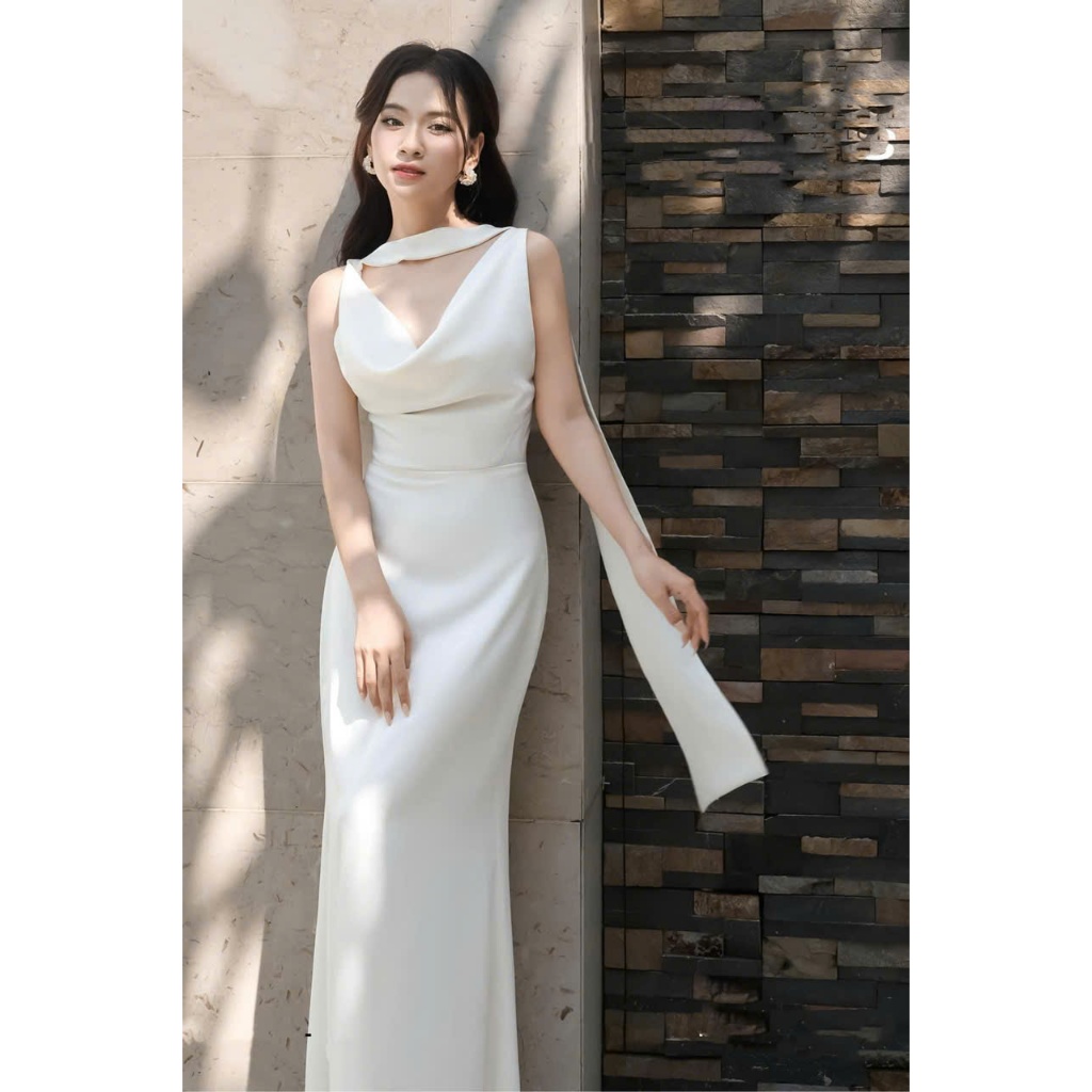 D256 Cabernet Begonia Dress เดรสยาวผ้าไหมคุณภาพสูงพร้อมปกดรอปที่หรูหราสําหรับงานปาร์ตี้และออกไป