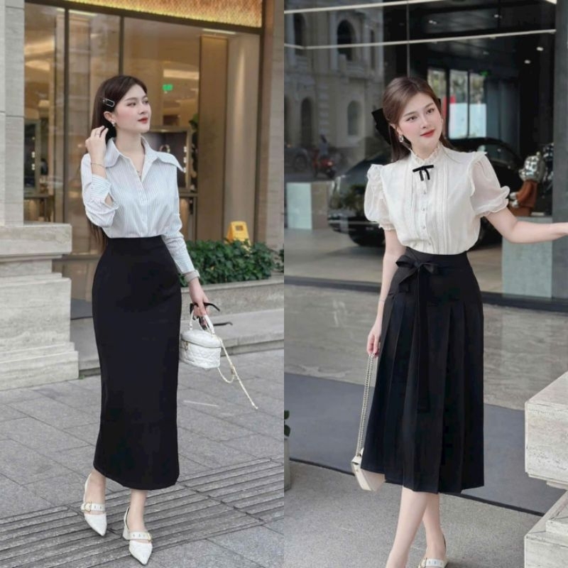 กระโปรงแฟชั่นออฟฟิศผู้หญิง ชุดพร้อมเสื้อและกระโปรงกันฝน,