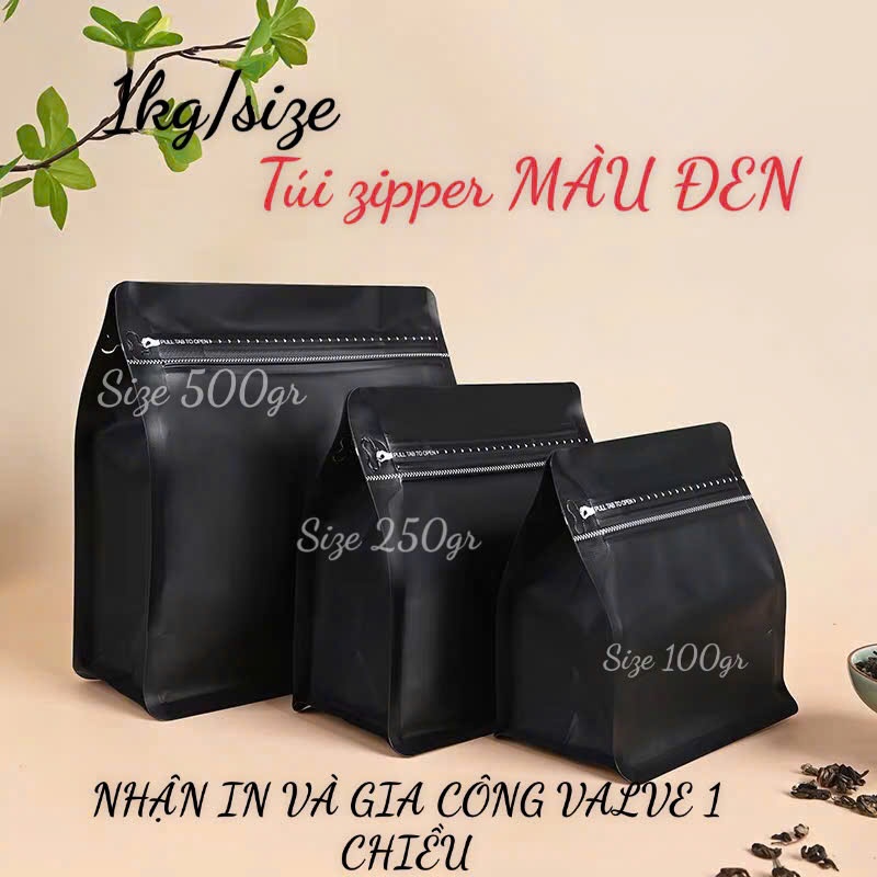- BLACK HORIZONTAL SIZE CAFE BAG (ขนาด 100GR, 250GR และ 500GR]