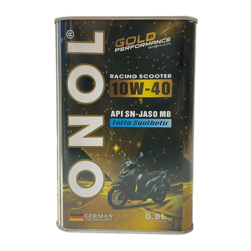 ONOL Full Synthetic Oil Gold Racing Scooter 10W40 API SN JASO MB 0.8Lit สําหรับสกู๊ตเตอร์