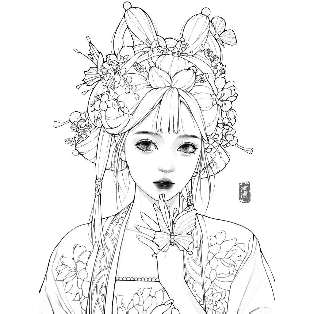 เชิงเส้น อะนิเมะภาพจีนหน้าสีชุด 10 ภาพวาดกระดาษหนาที่สวยงาม